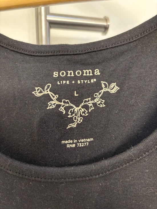 Sonoma Black Tank Midi Dress Size Large Brown Floral Skirt Cotton Travel Hawaii - Picture 3 of 8